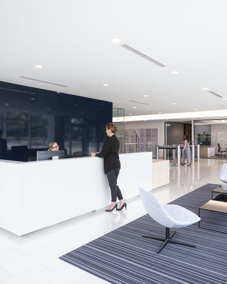 Arrival reception and lounge millwork